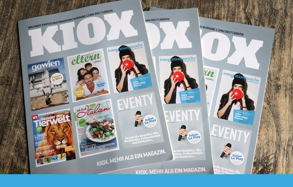 Print 2.0: Ein Multimagazin, sechs bis neun Innenmagazine: Das ist KIOX – das urbane Gratis-Stadtmagazin aus der Schmiede von ALPHA plus.
